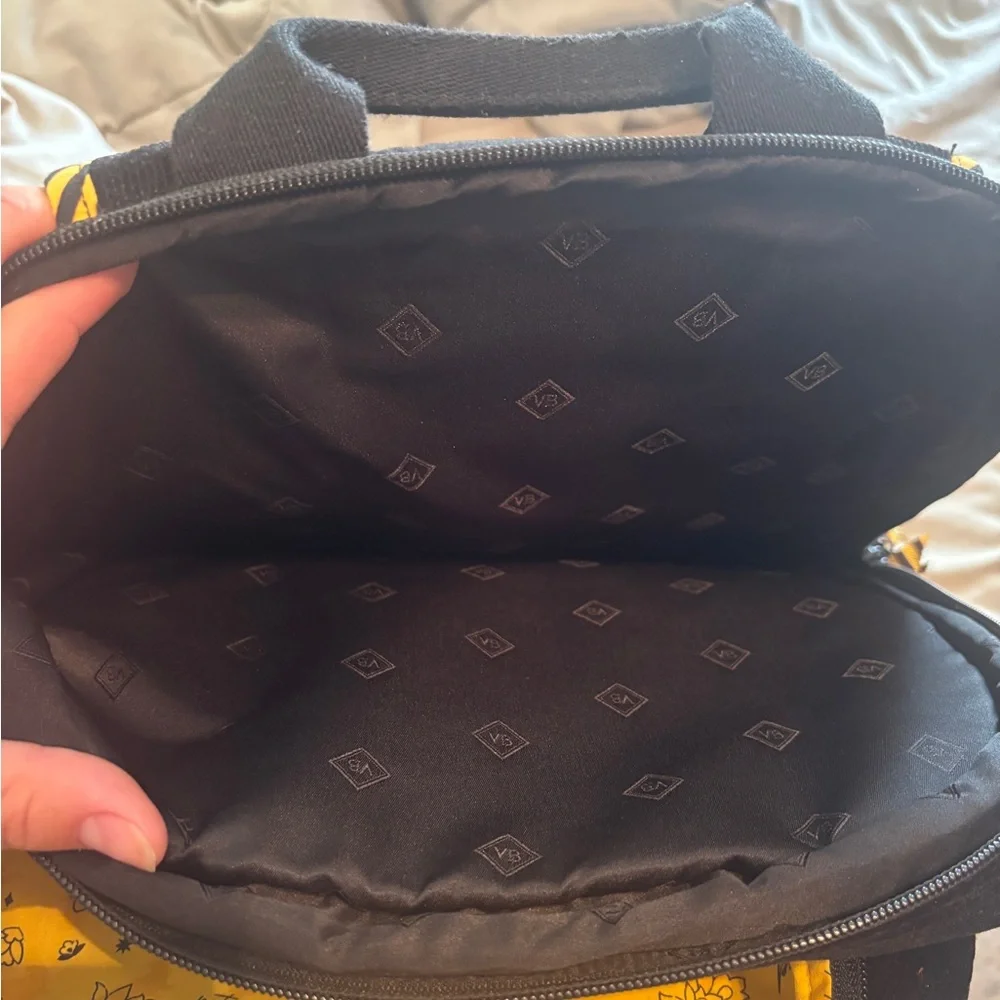 Vera Bradley Black Quilted Backpack with Yellow Trim - Picture 4 of 4